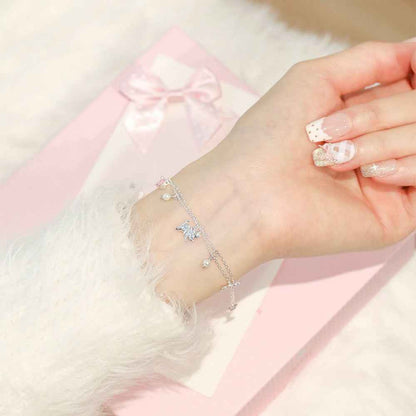 “Dreamcatcher Kitty” 925 Sterling Silver Pink Heart Bow Cat Jewelry Set