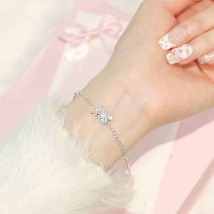 “Dreamcatcher Kitty” 925 Sterling Silver Pink Heart Bow Cat Jewelry Set