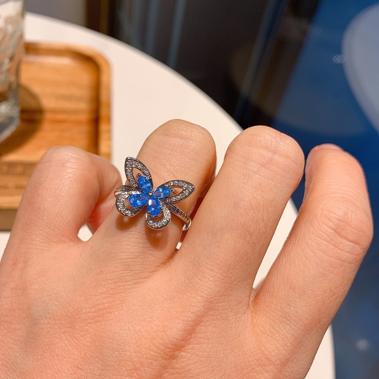 "Azure Butterfly" Gold-Plated Zircon Jewelry Set