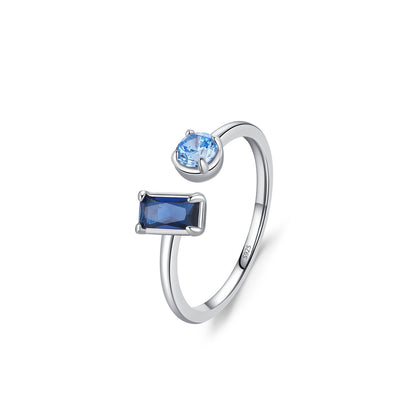 “Sapphire Poise” 925 Sterling Silver Blue Baguette & Round-Cut Jewelry Set