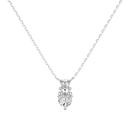 “Sweet Bear Spark” 925 Sterling Silver 5A Cubic Zirconia Necklace & Stud Earrings Set