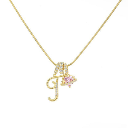 “Celestial Initial” Gold Plated Brass Alphabet Pendant Necklace