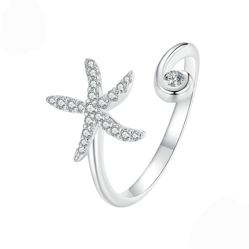 “Starlit Tide” S925 Sterling Silver Open Ring