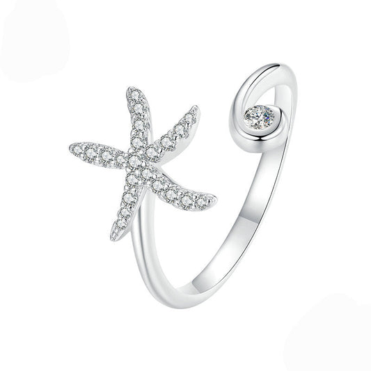 “Starlit Tide” S925 Sterling Silver Open Ring