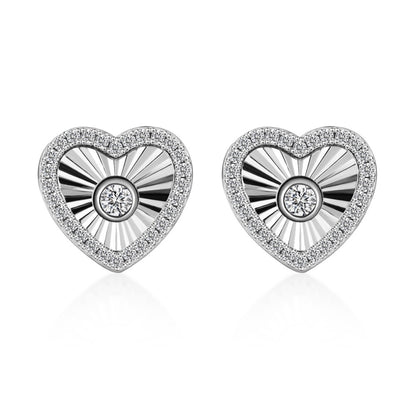 “Radiant Heart” S925 Sterling Silver Heart Jewelry Set (Necklace & Stud Earrings)