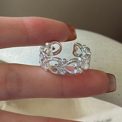 “Heart Reverie” 925 Sterling Silver Vintage Open Heart Ring