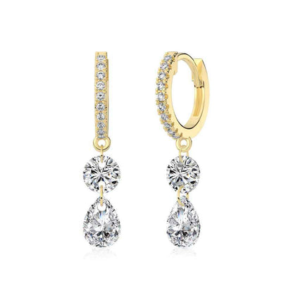 “Lustre Drop” 925 Sterling Silver Pavé Hoop Drop Earrings
