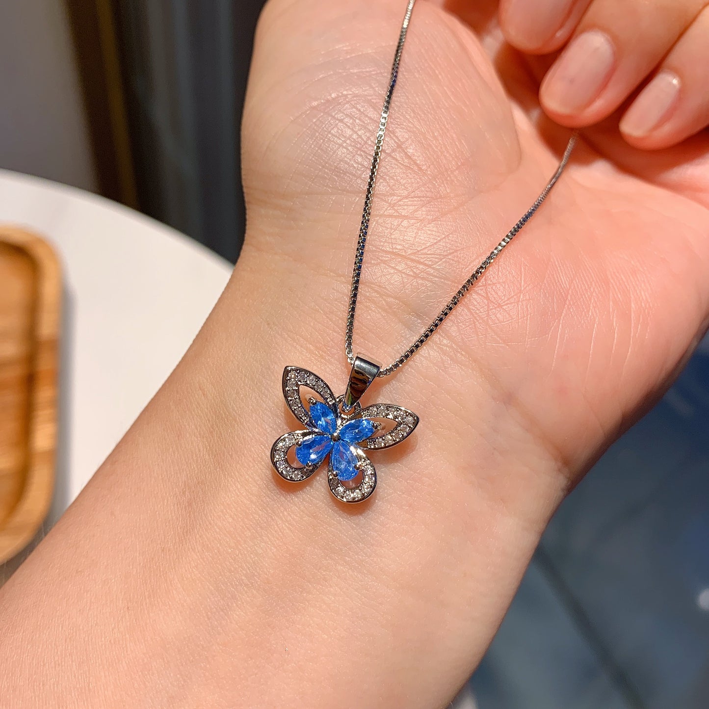 "Azure Butterfly" Gold-Plated Zircon Jewelry Set