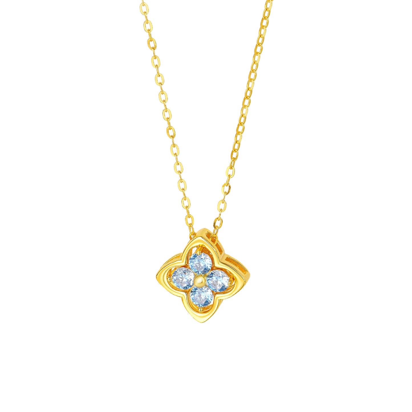 “Azure Clover” S925 Sterling Silver Convertible Clover Necklace