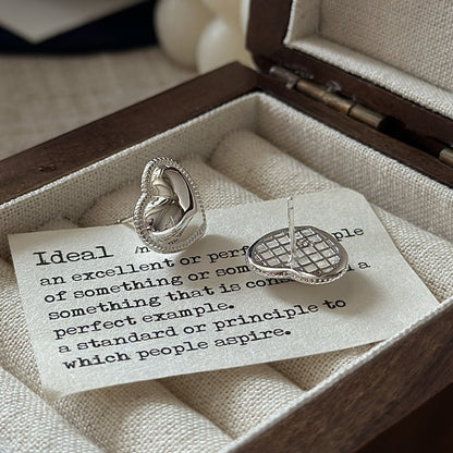 "Vintage Heart" 925 Sterling Silver Earrings – Korean-Inspired Design