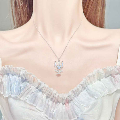 “Luminous Candelabra” 925 Sterling Silver Moonstone Butterfly Tassel Necklace