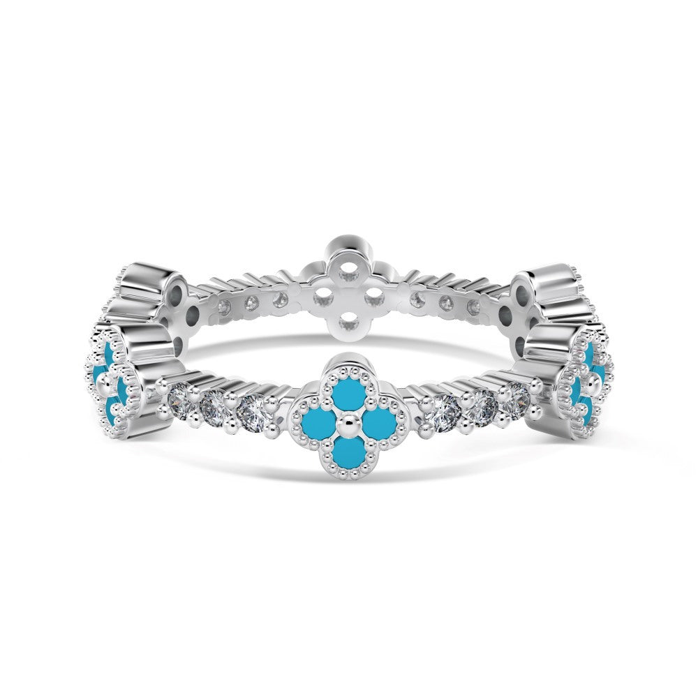 “Clover Éclat” S925 Sterling Silver Zircon Clover Ring
