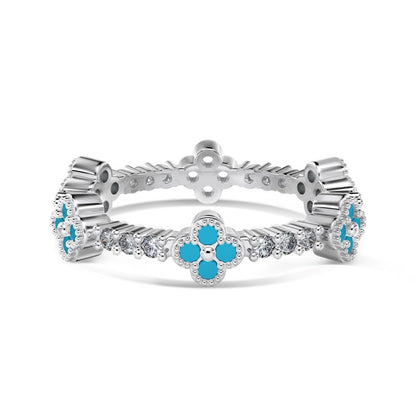 “Clover Éclat” S925 Sterling Silver Zircon Clover Ring