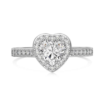 “Heart Halo Dream” 925 Sterling Silver 1CT Heart Moissanite Ring