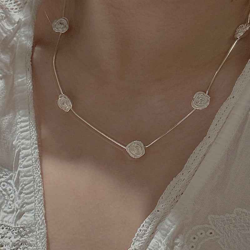"Rose Whispers" 925 Sterling Silver Necklace