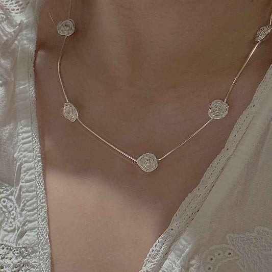 "Rose Whispers" 925 Sterling Silver Necklace