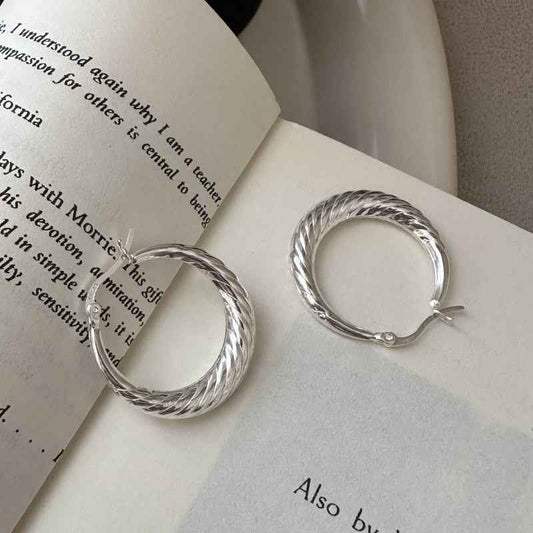 Twist Horn 925 Sterling Silver Hoop Earrings
