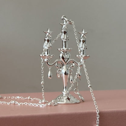 「スターライトキャンドルスティック」ヴィンテージスターネックレス - ユニークでエレガントなロングチェーンデザイン