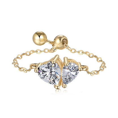 "Heart Drop" S925 Sterling Silver Adjustable Chain Ring
