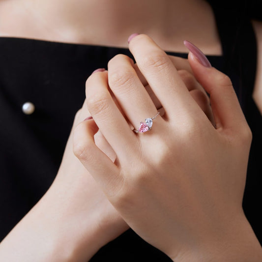 "Heart Drop" S925 Sterling Silver Adjustable Chain Ring