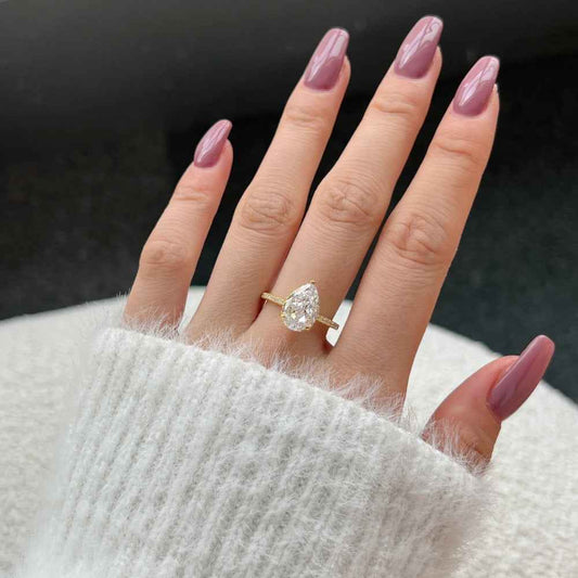 “Ice Teardrop Royale” 925 Sterling Silver 8A Pear-Cut Halo Ring