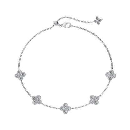 “Lumi Clover” 925 Sterling Silver Five-Bloom Clover Bracelet