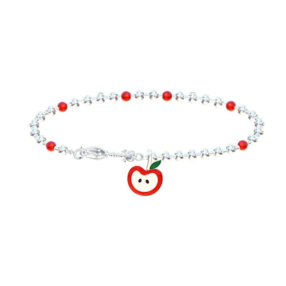 “Crimson Orchard” S925 Sterling Silver Red Apple Charm Necklace