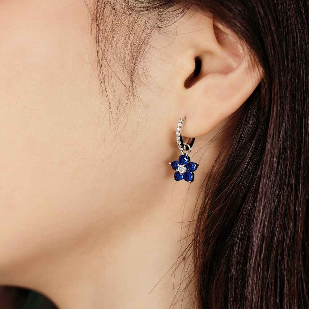 “Dopamine Bloom” S925 Sterling Silver Color Crystal Hoop Earrings