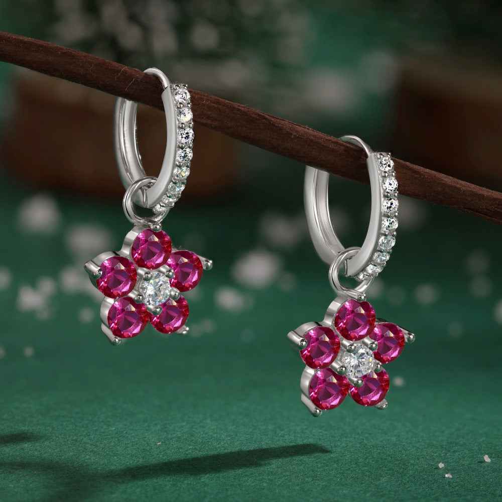 “Dopamine Bloom” S925 Sterling Silver Color Crystal Hoop Earrings