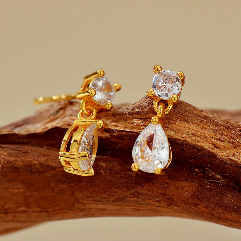 “Aurielle Drop” 925 Sterling Silver Micro Pavé Teardrop Stud Earrings