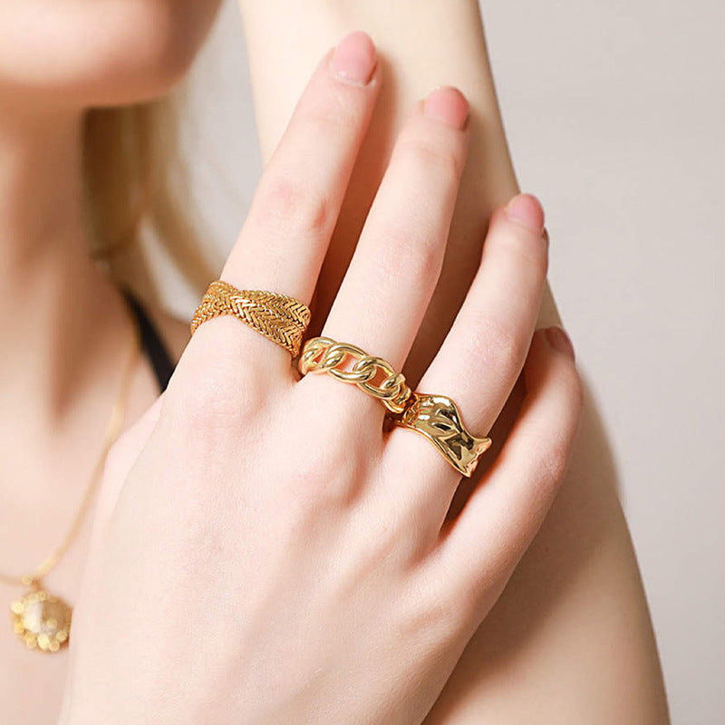 “Linked Flow” 925 Sterling Silver Interlocking Open Ring