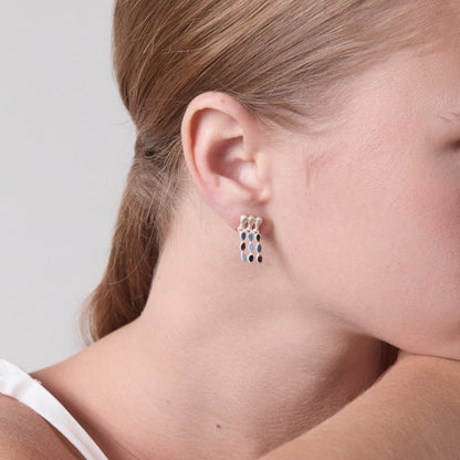 Prism Drop 18K Gold-Plated Brass Enamel Tassel Stud Earrings