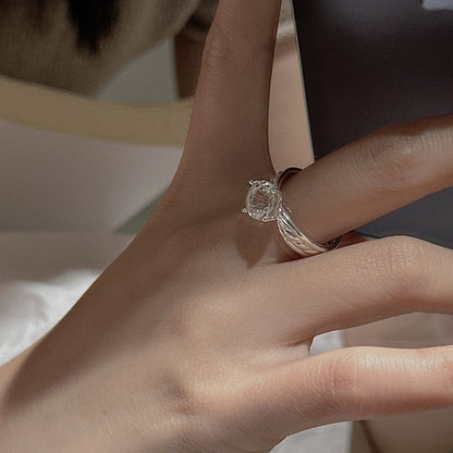 "Firework Cut" 925 Sterling Silver Ring – Zircon, Adjustable