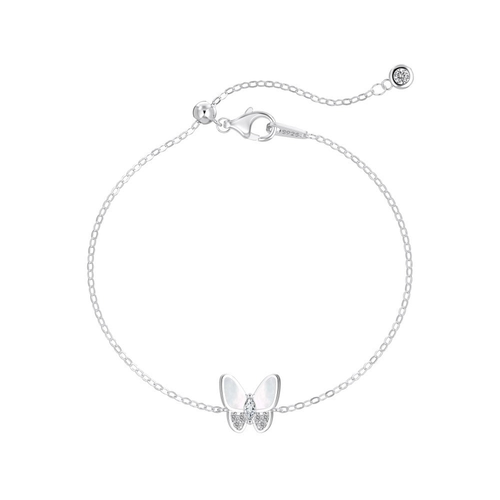 “Lumière Papillon” S925 Sterling Silver Mother-of-Pearl Butterfly Jewelry Set (Necklace, Bracelet, Earrings & Ring)