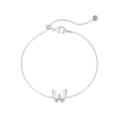 “Lumière Papillon” S925 Sterling Silver Mother-of-Pearl Butterfly Jewelry Set (Necklace, Bracelet, Earrings & Ring)