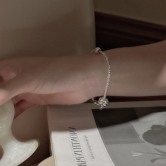 "Lucky Gleam" S925 Sterling Silver Four-Leaf Clover Bracelet