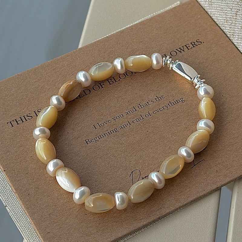 “Soft Dune” S925 Sterling Silver Vintage Beaded Bracelet