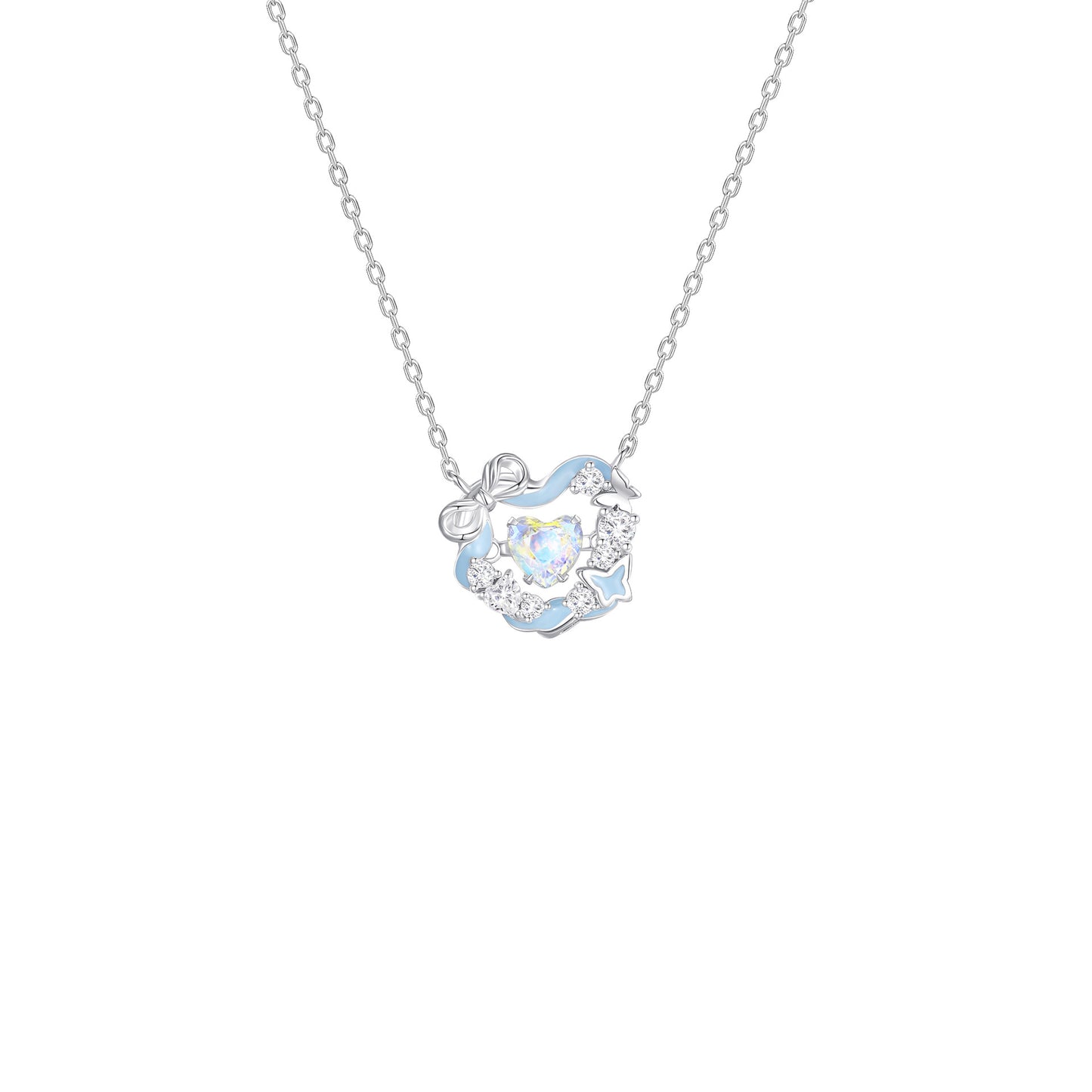 “Luna Pulse” 925 Sterling Silver Glow Heart Wreath Necklace