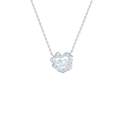 “Luna Pulse” 925 Sterling Silver Glow Heart Wreath Necklace