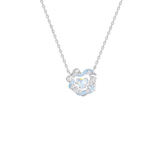 “Luna Pulse” 925 Sterling Silver Glow Heart Wreath Necklace
