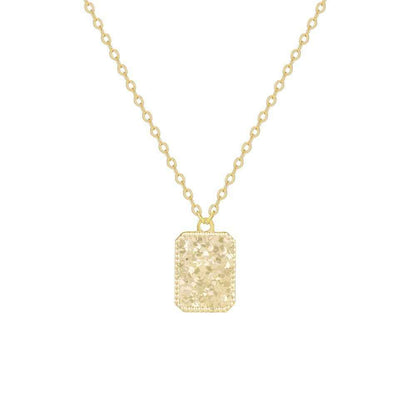 “Gleam Square” 925 Sterling Silver Textured Rectangle Pendant Necklace