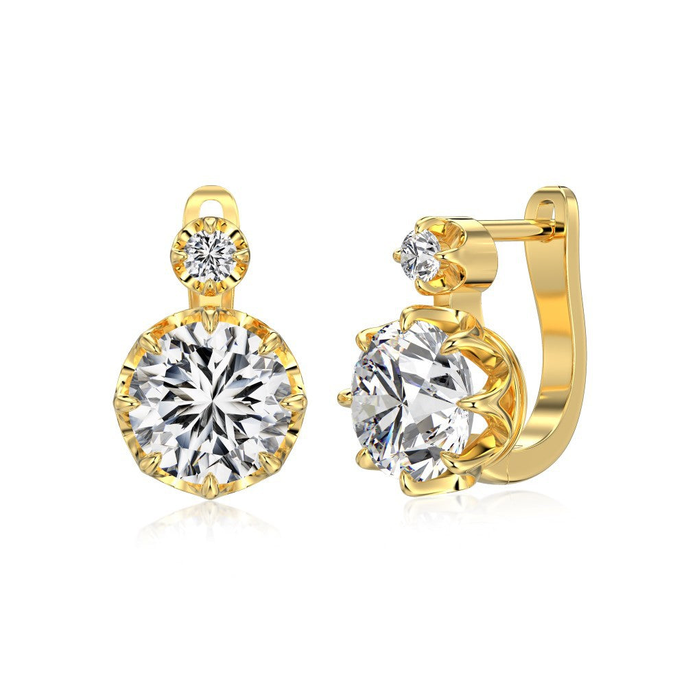 “Brilliant Aura” S925 Sterling Silver 9MM Solitaire Zircon Huggie Earrings