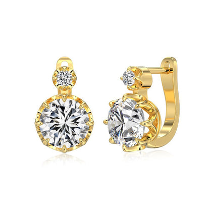 “Brilliant Aura” S925 Sterling Silver 9MM Solitaire Zircon Huggie Earrings