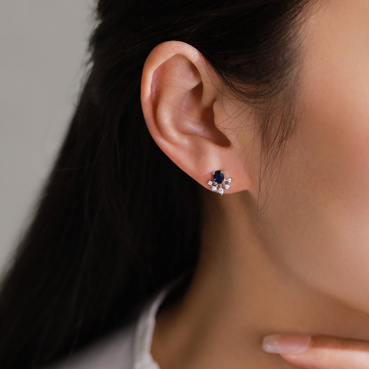 “Royal Solstice” 925 Sterling Silver Sapphire Halo Jewelry Set