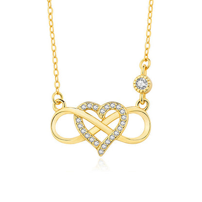“Infinity Heart” 925 Sterling Silver Pavé Heart Necklace