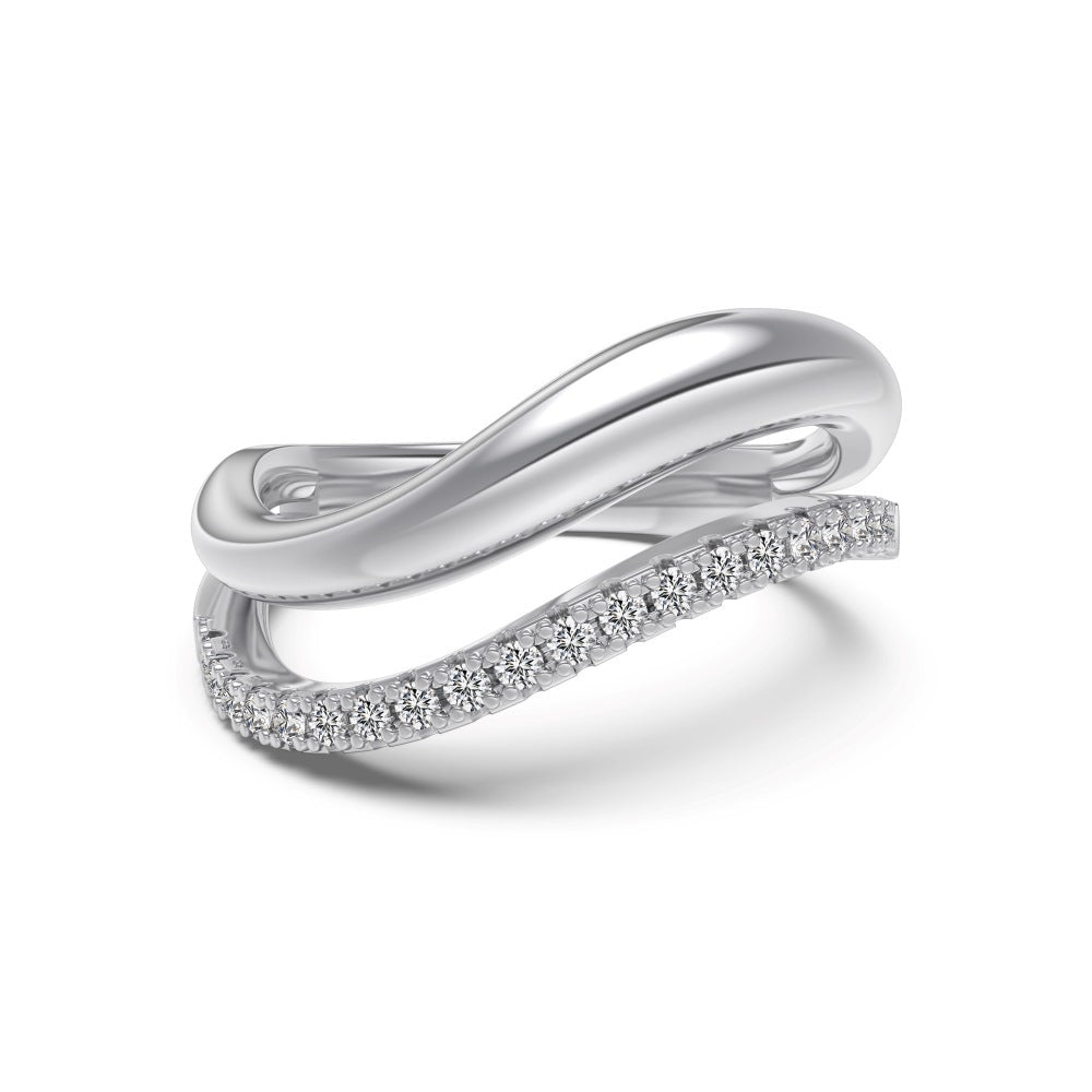 “Lumière Line” S925 Sterling Silver Irregular Line Stackable Ring