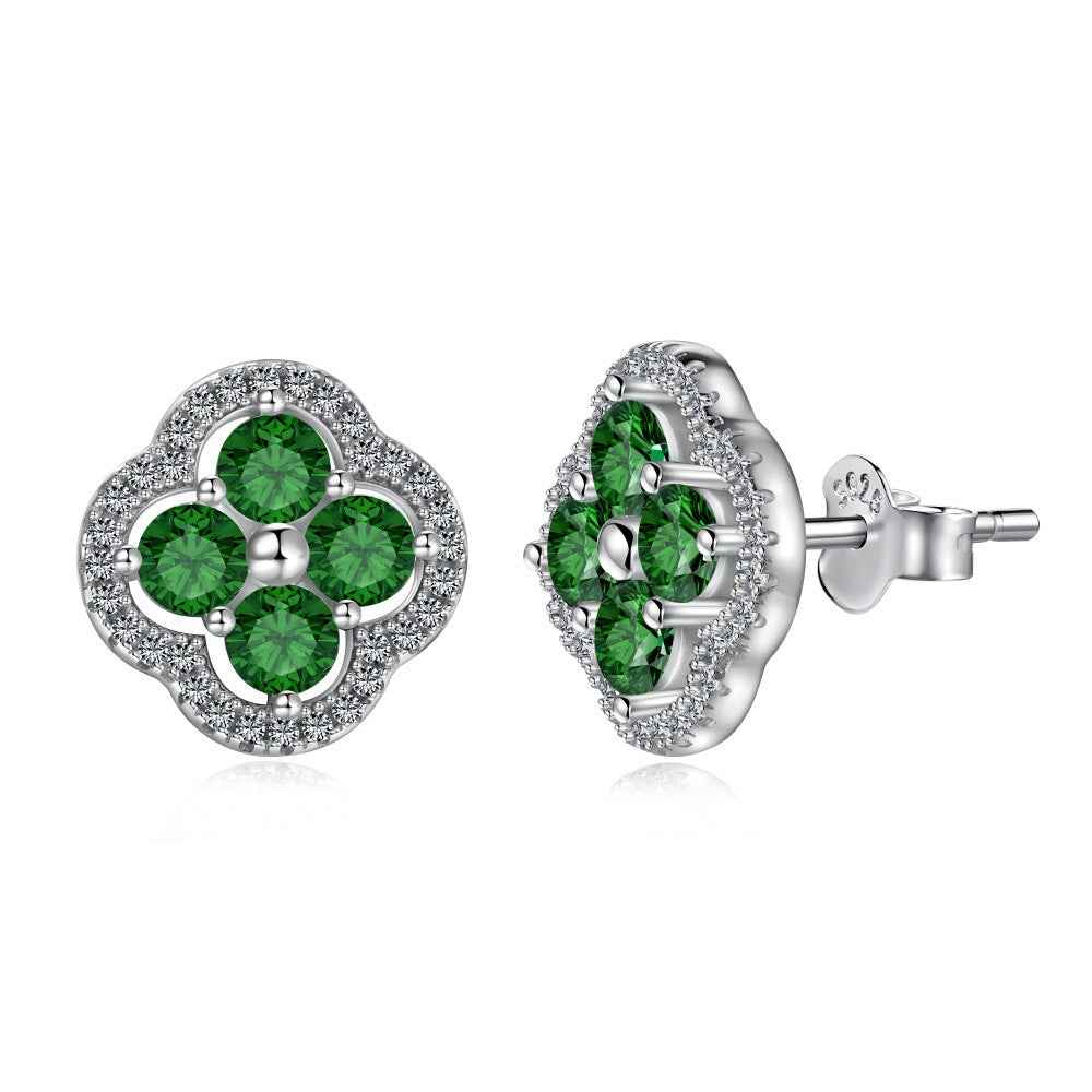 “Everluck Petal” 925 Sterling Silver Four-Petal Zircon Jewelry Set