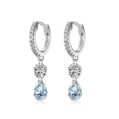 “Lustre Drop” 925 Sterling Silver Pavé Hoop Drop Earrings