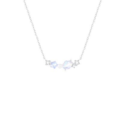 “Aurora Shell” S925 Sterling Silver Opalescent Shell Jewelry Set (Necklace, Earrings & Ring)