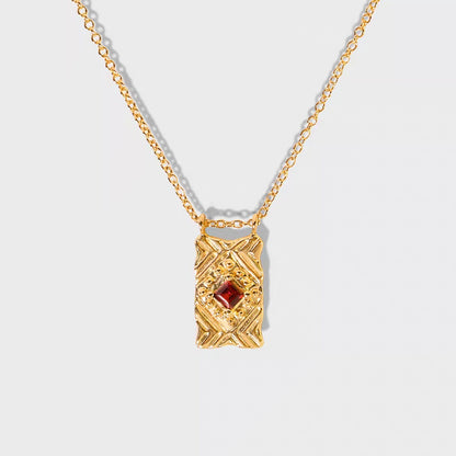 Crimson Frame 18K Gold-Plated Brass Ruby Pendant Necklace